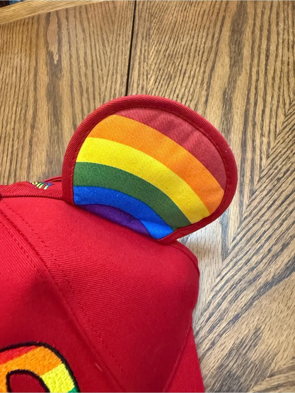 Disney Red Cap with Rainbow Mickey Ears